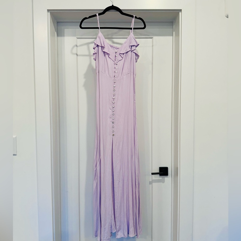 Forever21 Ruffle Lavender Purple Button front maxi Dress